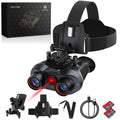 3D VR Infrared Night Vision Goggles - 7-Level IR Head Mounted Binoculars with Auto Wake, 36MP UHD Photos, 4K Video, Built-in Large Screen,6X Zoom, 2×32GB TF Card for Camping Surveillance