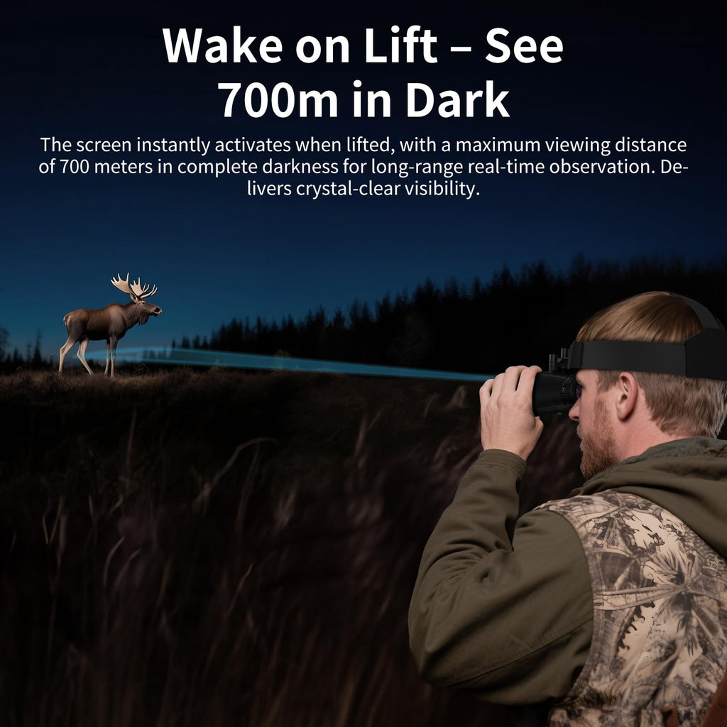 3D VR Infrared Night Vision Goggles - 7-Level IR Head Mounted Binoculars with Auto Wake, 36MP UHD Photos, 4K Video, Built-in Large Screen,6X Zoom, 2×32GB TF Card for Camping Surveillance