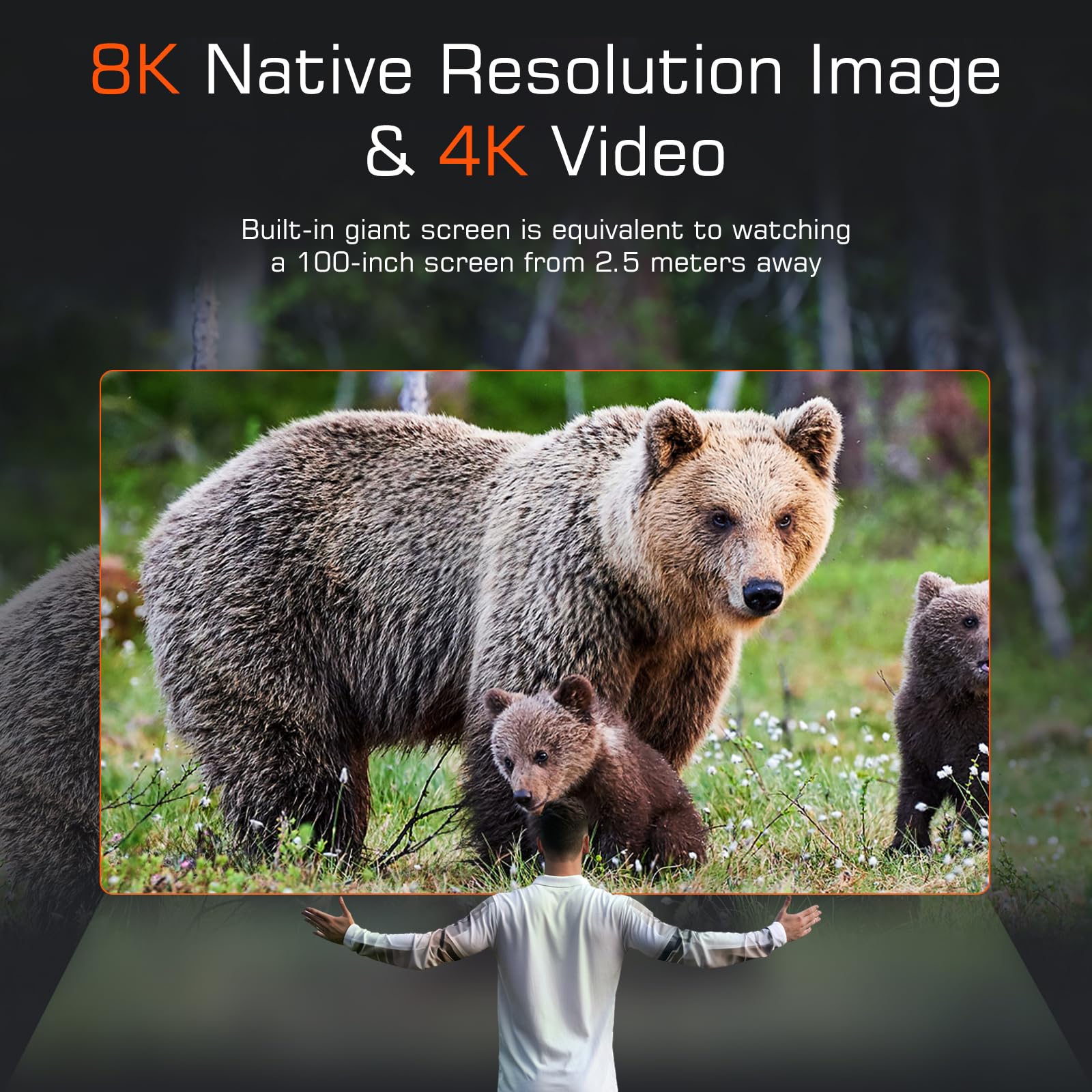 3D VR Infrared Night Vision Goggles - 7-Level IR Head Mounted Binoculars with Auto Wake, 36MP UHD Photos, 4K Video, Built-in Large Screen,6X Zoom, 2×32GB TF Card for Camping Surveillance