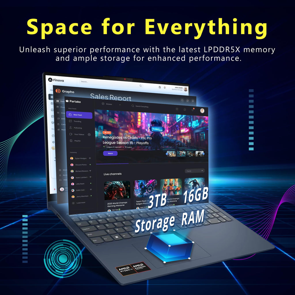Lenovo IdeaPad 5 16" WUXGA Touch 2-in-1 Laptop, AMD Ryzen AI 7 350, AMD Radeon 860M, 16GB LPDDR5X, 3TB Storage (2TB SSD&1TB Docking), Backlit Keyboard, FHD IR Camera, Wi-Fi 7, Win 11 Pro, Blue