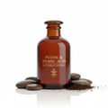 Dark amber fulvic and humic acid supplement bottle on white background